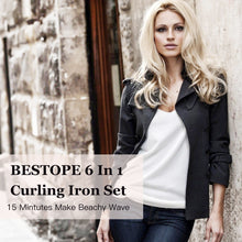 Load image into Gallery viewer, BESTOPE PRO Curling Iron Set 6 in 1 Hair Curling Wand Iron with 6 Interchangeable Ceramic Barrels(0.35'' to 1.25'') Loose Beachy Waves to Tight Curls with LCD & Temperature Control, include Glove & Clips
