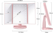 Load image into Gallery viewer, 化粧鏡 化粧ミラー 鏡 三面鏡 女優ミラー 卓上 led付き 折りたたみ 拡大鏡 2&3倍 明るさ調節可能 180°回転 電池&USB 2WAY給電