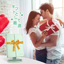 Load image into Gallery viewer, 化粧鏡 化粧ミラー 鏡 三面鏡 女優ミラー 卓上 led付き 折りたたみ 拡大鏡 2&3倍 明るさ調節可能 180°回転 電池&USB 2WAY給電