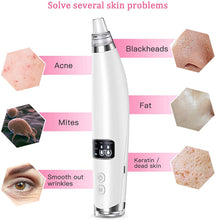 Load image into Gallery viewer, Aspirateur point noir, point noir extracteur,aspirateur point noir visage, machine point noir visage rechargeable avec 3 modes 6 sondes d'aspiration et écran éliminer Les Blackheads