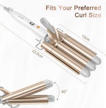 Load image into Gallery viewer, Hair Waver 3 Barrel Curling Wand - Hair Curler for Long Hair 25mm with 2 Temperature Control 30s Quick Heating for Long or Short Hair