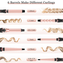 Load image into Gallery viewer, BESTOPE PRO Curling Iron Set 6 in 1 Hair Curling Wand Iron with 6 Interchangeable Ceramic Barrels(0.35'' to 1.25'') Loose Beachy Waves to Tight Curls with LCD & Temperature Control, include Glove & Clips