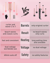 Load image into Gallery viewer, Waver Curling Iron Curling Wand - BESTOPE PRO 5 in 1 Curling Wand Set with 3 Barrel Hair Crimper for Women, Fast Heating Crimper Wand Curler in All Hair Type, Women Gifts - Leather Pink
