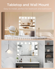 Load image into Gallery viewer, BESTOPE PRO Vanity Mirror with Lights, 23.6&#39;&#39; x 22.4&#39;&#39; Height Adjustable Hollywood Vanity Mirror with Storage, 3 Color Modes, 10X Magnification, USB Charging Port, Phone Holder, Large Makeup Mirror
