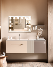 Load image into Gallery viewer, BESTOPE PRO Vanity Mirror with Lights, 23.6&#39;&#39; x 22.4&#39;&#39; Height Adjustable Hollywood Vanity Mirror with Storage, 3 Color Modes, 10X Magnification, USB Charging Port, Phone Holder, Large Makeup Mirror
