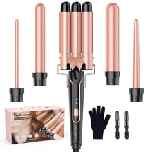 Load image into Gallery viewer, Waver Curling Iron Wand, BESTOPE PRO 5 in 1 Curling Wand Set with 3 Barrel Hair Crimper for Women, Fast Heating Hair Wand Curler in All Hair Type
