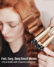 Load image into Gallery viewer, Waver Curling Iron Curling Wand - BESTOPE PRO 5 in 1 Curling Wand Set with 3 Barrel Hair Crimper for Women, Fast Heating Crimper Wand Curler in All Hair Type, Women Gifts - Gold
