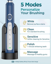 Load image into Gallery viewer, Coulax Electric Toothbrush - Coulax Sonic Electric Toothbrush Travel Toothbrush Rechargeable Teeth Rechargeable Teeth with 8 Brush Heads, Bag, 5 Modes Dark Blue, Pack of 1
