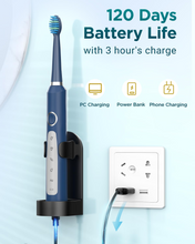 Load image into Gallery viewer, Coulax Electric Toothbrush - Coulax Sonic Electric Toothbrush Travel Toothbrush Rechargeable Teeth Rechargeable Teeth with 8 Brush Heads, Bag, 5 Modes Dark Blue, Pack of 1
