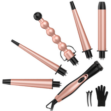 Load image into Gallery viewer, 5 in 1 Curling Iron Set - BESTOPE PRO Curling Wand Iron with Interchangeable Barrels, 0.35”-1.25” Hair Curler Wand for Hairstyle, Instant Heat Up for All Hair Types, Heat Protective Glove &amp; 2 Clips
