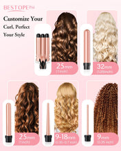 Load image into Gallery viewer, Waver Curling Iron Wand, BESTOPE PRO 5 in 1 Curling Wand Set with 3 Barrel Hair Crimper for Women, Fast Heating Hair Wand Curler in All Hair Type
