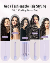 Load image into Gallery viewer, Waver Curling Iron Curling Wand - BESTOPE PRO 5 in 1 Curling Wand Set with 3 Barrel Hair Crimper for Women, Fast Heating Crimper Wand Curler in All Hair Type, Women Gifts - Purple
