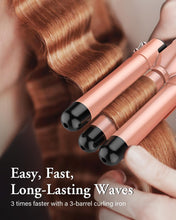 Load image into Gallery viewer, Waver Curling Iron Wand, BESTOPE PRO 5 in 1 Curling Wand Set with 3 Barrel Hair Crimper for Women, Fast Heating Hair Wand Curler in All Hair Type
