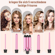 Load image into Gallery viewer, Waver Curling Iron Curling Wand - BESTOPE PRO 5 in 1 Curling Wand Set with 3 Barrel Hair Crimper for Women, Fast Heating Crimper Wand Curler in All Hair Type, Women Gifts-Pink
