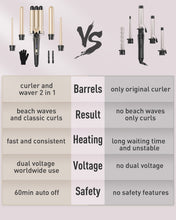 Load image into Gallery viewer, Waver Curling Iron Curling Wand - BESTOPE PRO 5 in 1 Curling Wand Set with 3 Barrel Hair Crimper for Women, Fast Heating Crimper Wand Curler in All Hair Type, Women Gifts - Gold
