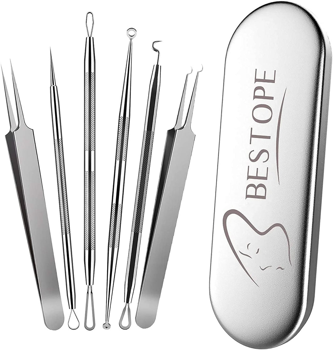 BESTOPE PRO Blackhead Remover Tool Kit Blackhead Tweezer Comedone Pimple Extractor Removal Tool, Acne Treatment Blemish Whitehead Popper Remover Set