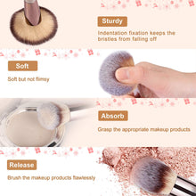 Load image into Gallery viewer, 18 Piece Makeup Brushes, 4 Piece Sponge and 1 Brush Cleaner set, Premium Synthetic Foundation Kit, Champagne Gold Conical Handle, 23 Count…
