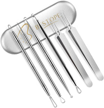 Load image into Gallery viewer, 毛抜き 角栓取り 専用6本セット アクネプッシャーキット ニキビ取り 黒ずみ取り 角栓 いちご 鼻ケア ピンセット コメドプッシャー 収納ケース付き 携帯便利 6本セット
