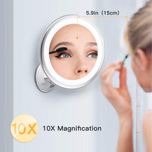 Load image into Gallery viewer, Miroir de Maquillage grossissant x10 Intelligent, Tactile et Portable avec 3 Modes d'éclairage, Rotatif à 360 degrés, Ventouse puissante, pour Table de Salle de Bain et Voyage
