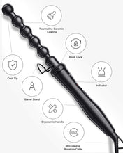 Load image into Gallery viewer, BESTOPE PRO Curling Iron 5 in 1 Curling Wand Set with 5 Interchangeable Ceramic Tourmaline Barrels 0.35&quot;-1.25&quot;, Include Heat Resistant Glove and Clips,Black
