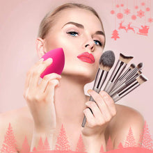 Load image into Gallery viewer, 18 Piece Makeup Brushes, 4 Piece Sponge and 1 Brush Cleaner set, Premium Synthetic Foundation Kit, Champagne Gold Conical Handle, 23 Count…
