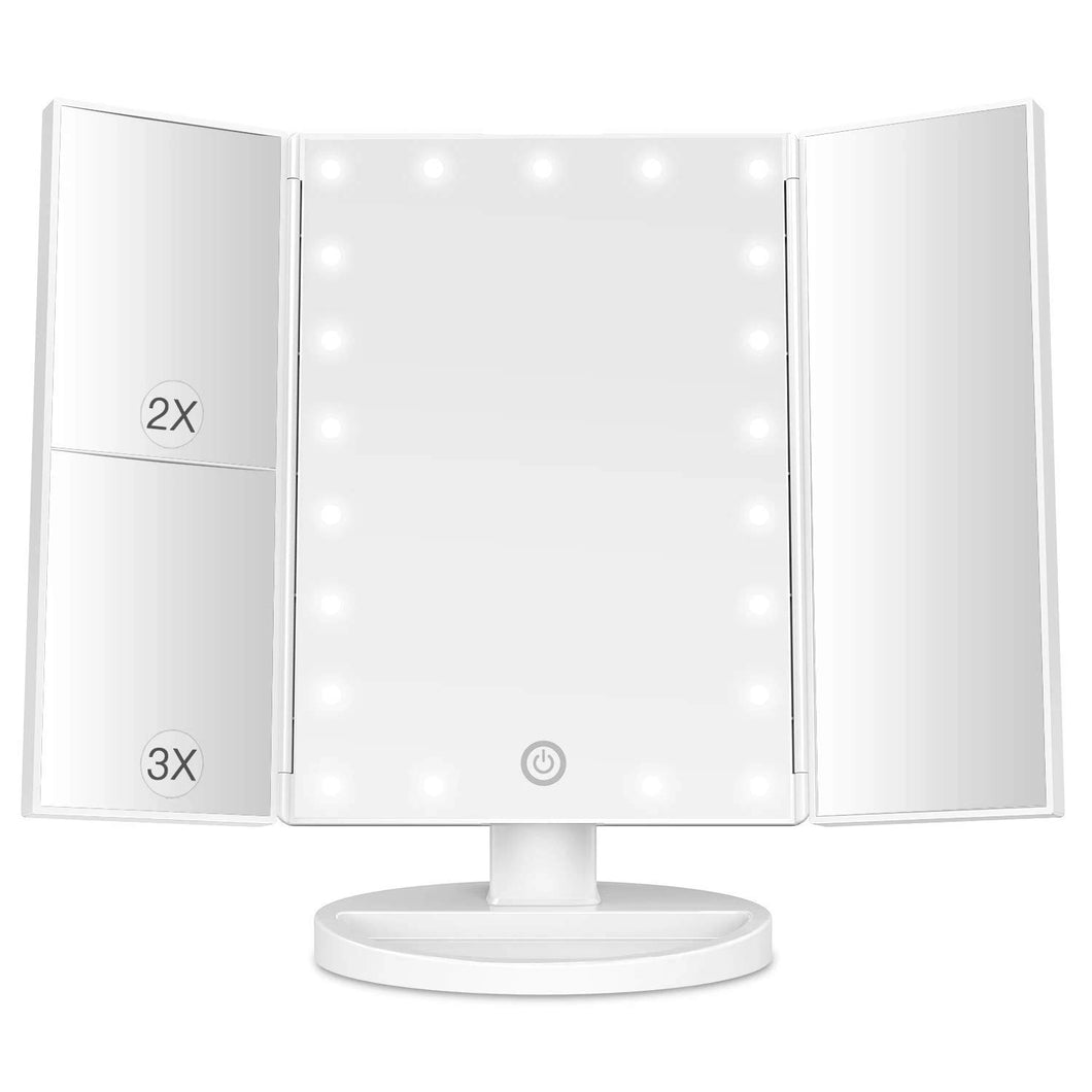 Makeup Mirror with Lights 21 Led Light Up Mirror with 2X/3X Magnification Vanity Mirror with Lights Touch Screen 180 Degree Rotation Dual Power Supply