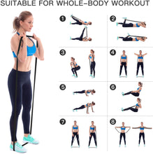 Load image into Gallery viewer, Long Resistance Band Exercise Band, Premium Black Pull Up Resistance Band for Women and Men, Ideal for Home Gym Fitness, Yoga, Pilates, Powerlifting
