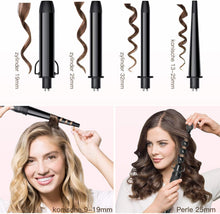 Load image into Gallery viewer, Lockenstab Set BESTOPE Pro Upate Lockenstäbe 6 in 1 Welleneisen mit Lockenwickler 30s schnelle Heizung Wellenstyler Keramikbeschichtung mit LCD-Display
